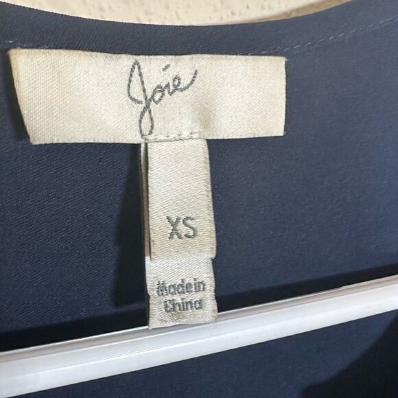 Joie tunic Silk Blouse Navy Blue ruffle long sleeves size XS - Picture 4 of 8